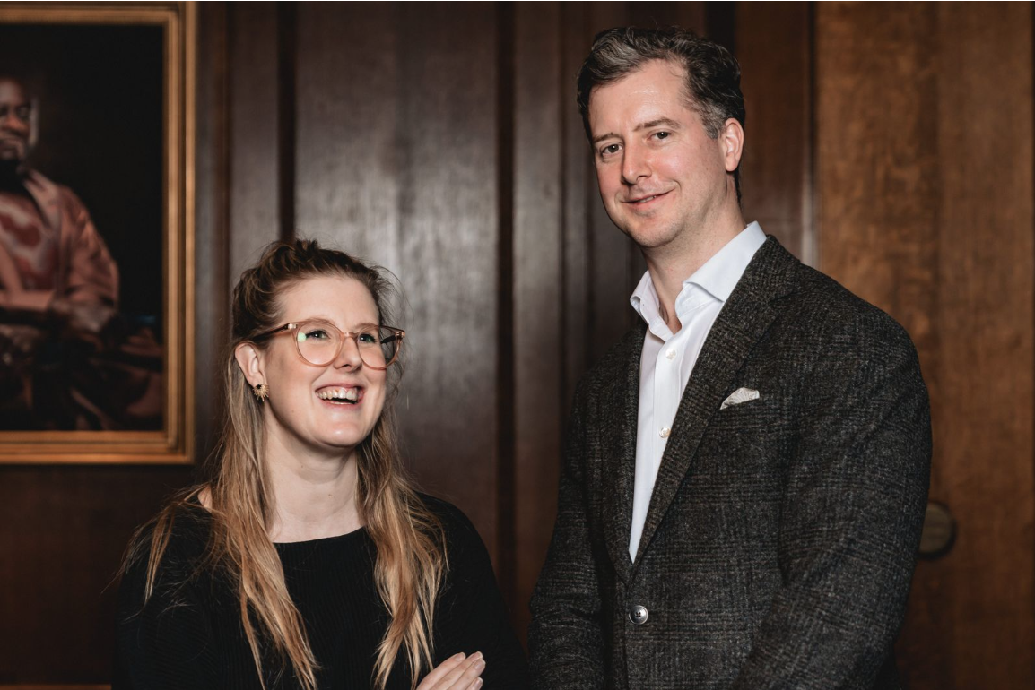 Hayley Budd, innovation underwriter at Apollo, and Ed Gaze, founder and CEO at JustParent